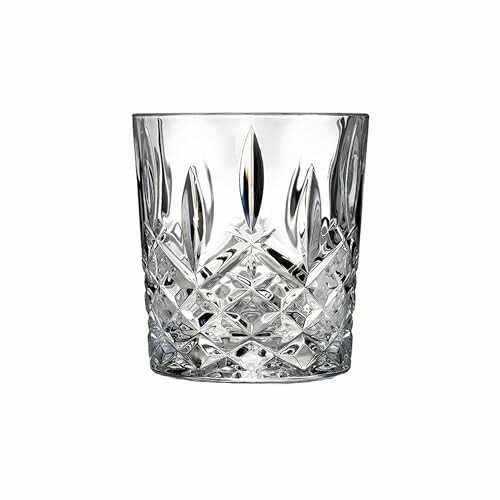 Crystal cut whiskey glass with intricate design